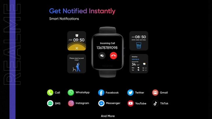 Desain dan fitur Realme Watch terungkap: layar sentuh berwarna, tali warna-warni, dan monitor detak jantung