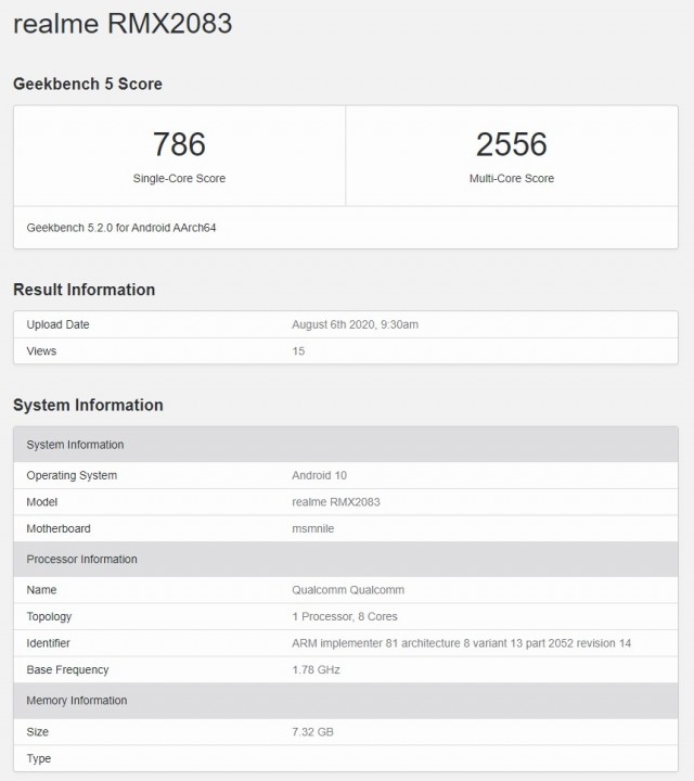 Dugaan Realme X3 Pro di Geekbench