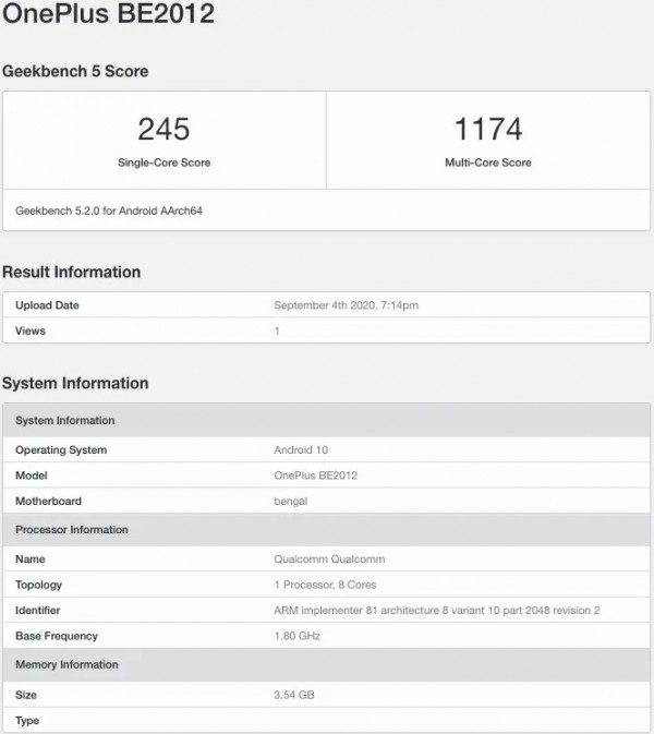 OnePlus Clover muncul di GeekBench dengan Snapdragon 460 dan RAM 4GB