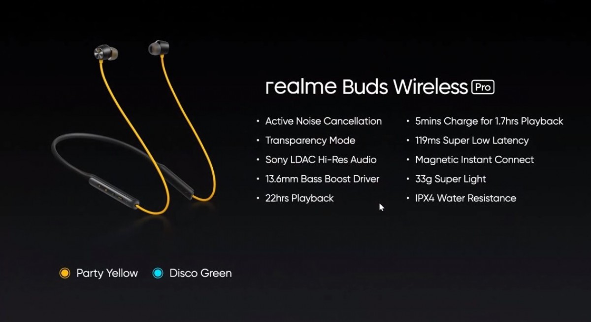 Realme Buds Air Pro dan Buds Wireless Pro hadir dengan Pembatalan Kebisingan Aktif, serta tag Watch S.