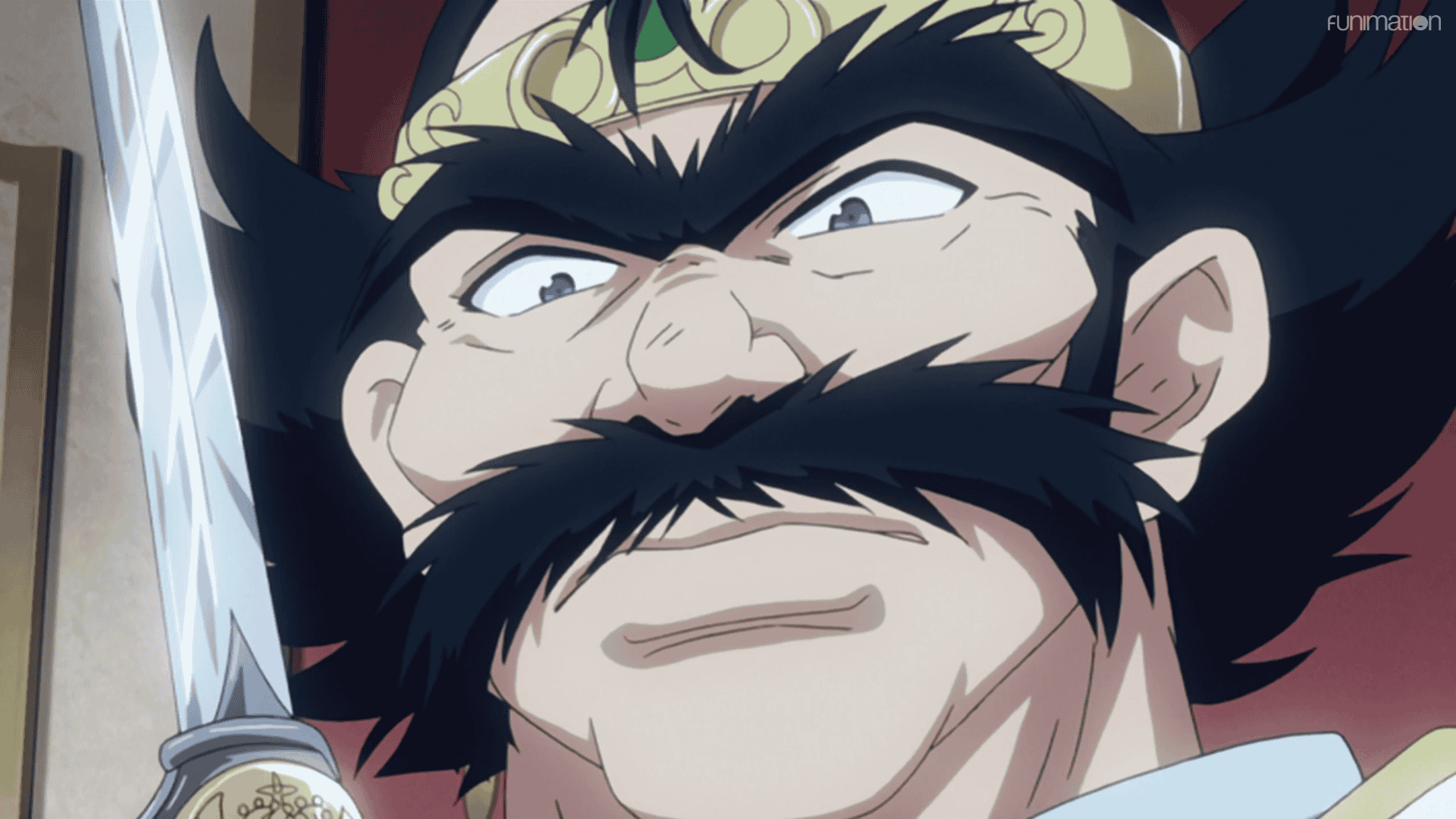Pangeran Phil bersiap untuk menjuluki Zelgadis sebagai perwakilan Mahkota Seyruun dalam sebuah adegan dari anime TV Slayers.