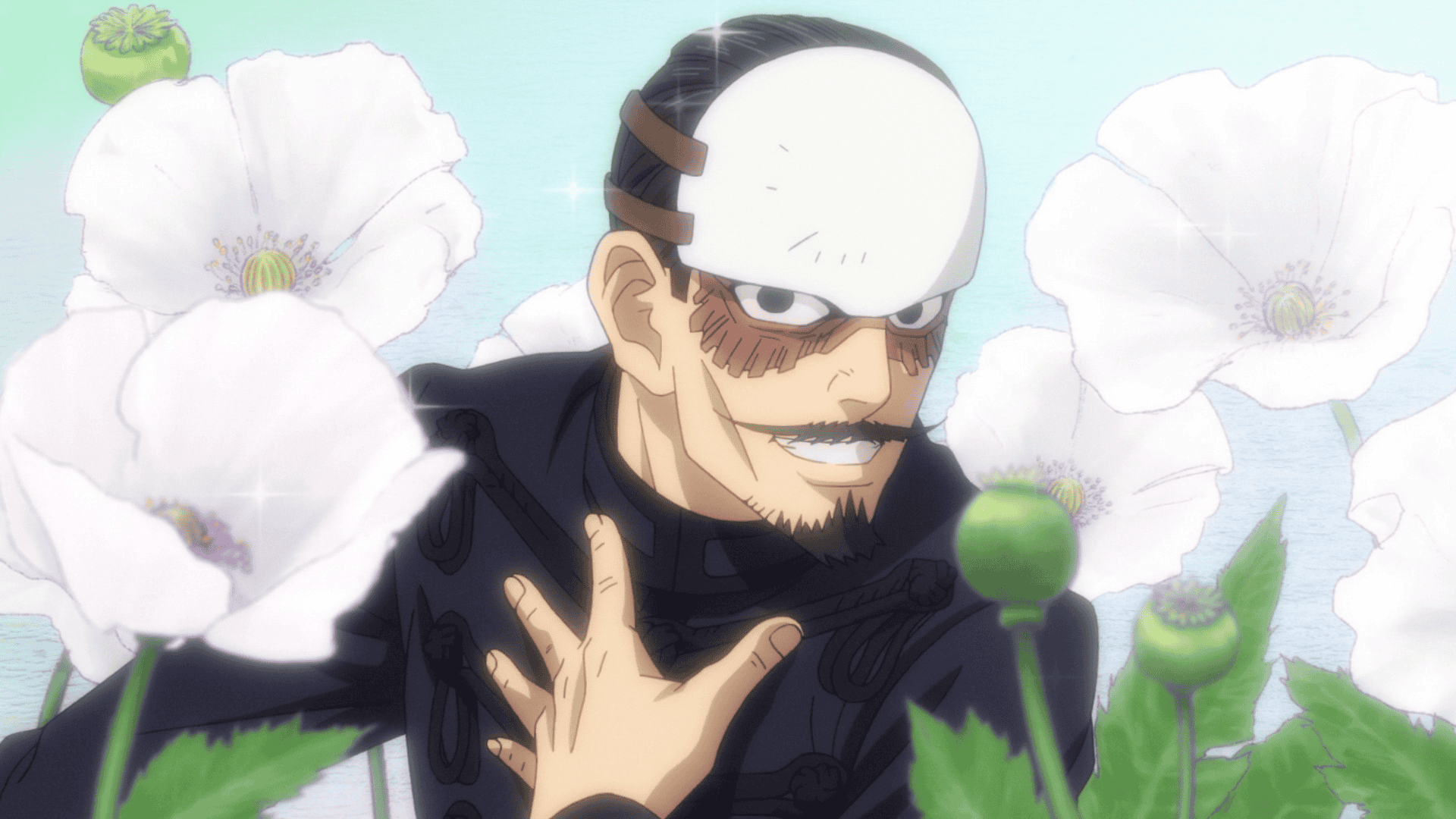 Letnan Satu Tsurumi tampak besar dalam imajinasi Letnan 2 Otonoshin Koito, dalam sebuah adegan dari anime Golden Kamuy TV.