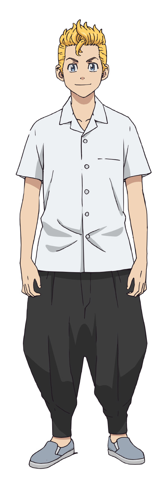 Pengaturan karakter protagonis Takemichi Hanagaki sebagai anak nakal sekolah menengah dari anime TV Tokyo Revengers mendatang.