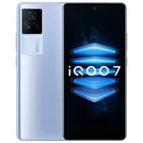 iQOO 7 dengan warna biru, hitam dan putih