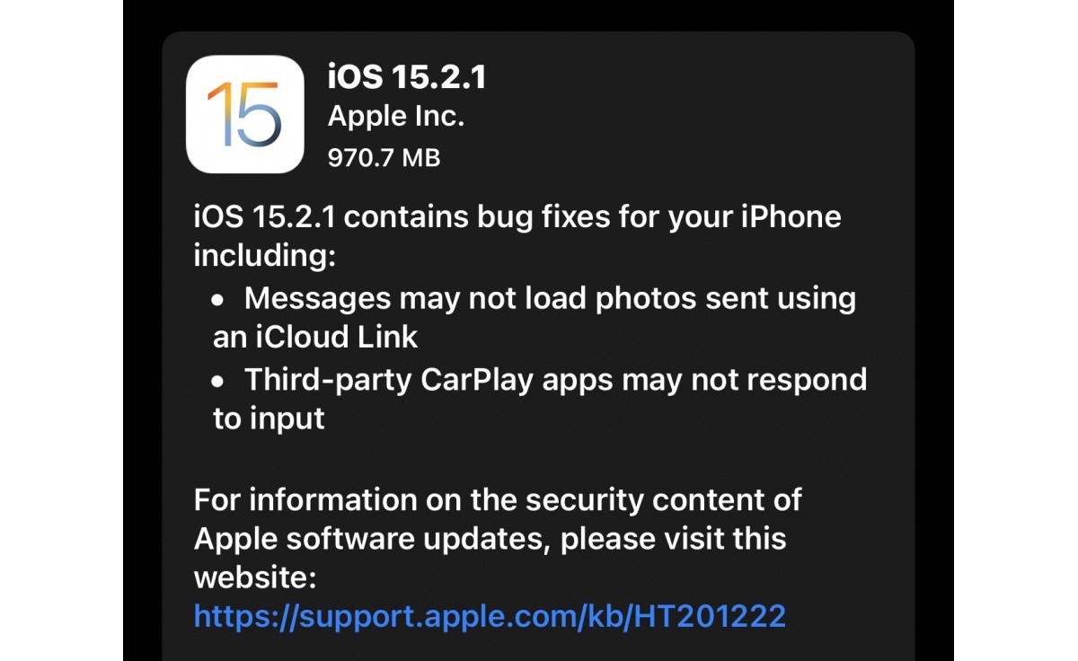 Apple merilis iOS 15.2.1 dan iPadOS 15.2.1