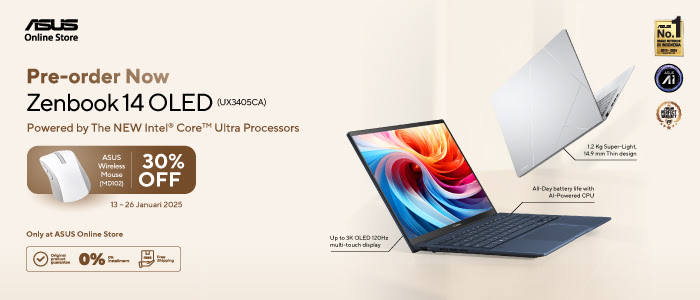 Asus Zenbook 14 Oled, Laptop Ai Oled Pertama Dengan Intel® Core™ Ultra (series 2) Terbaru