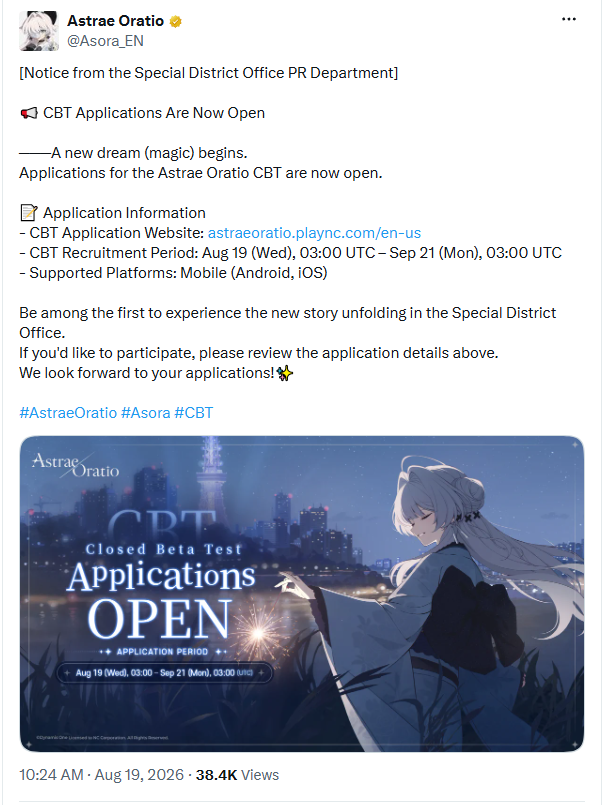 Astrae Oratio Buka Pendaftaran Cbt Pertama, Dikembangkan Mantan Developer Blue Archive