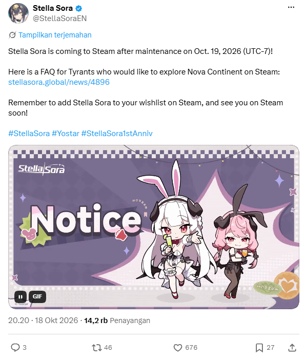 Stella Sora Rilis Di Steam, Dukung Sinkronisasi Progres